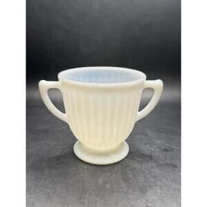 Elegant 1930's MacBeth-Evans "Petalware" Monax Glass Footed Open Sugar Bowl